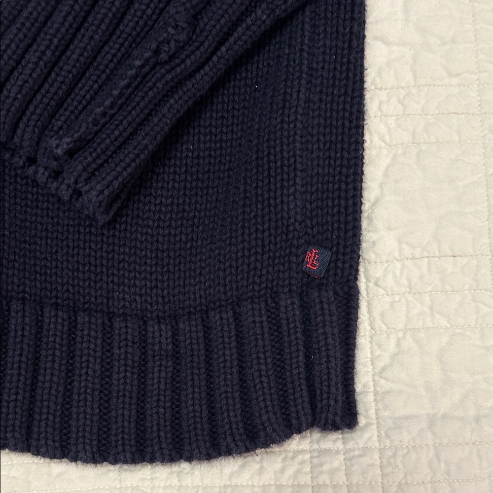 RARE 90’s Lauren Ralph Lauren Deep Navy Long Sleeve V-Neck Sweater - Picture 7 of 11